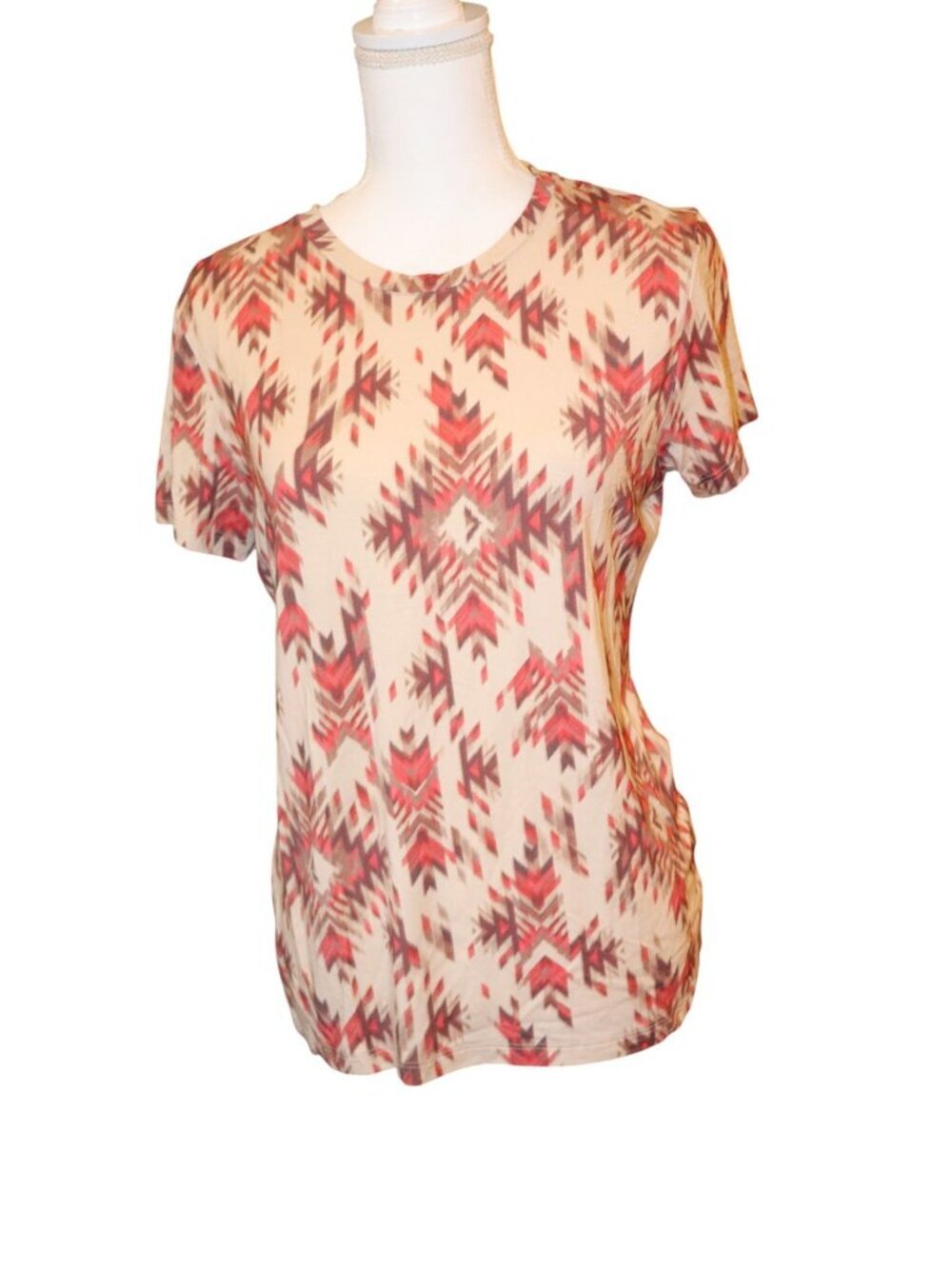 L'Agence Ressi Crewneck Tee Ganado Print , Large NWT
